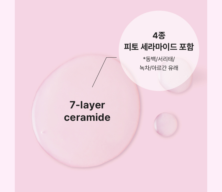 7-layer ceramide : 4종 피토 세라마이드 포함 *동백/서리태/녹차/아르간 유래